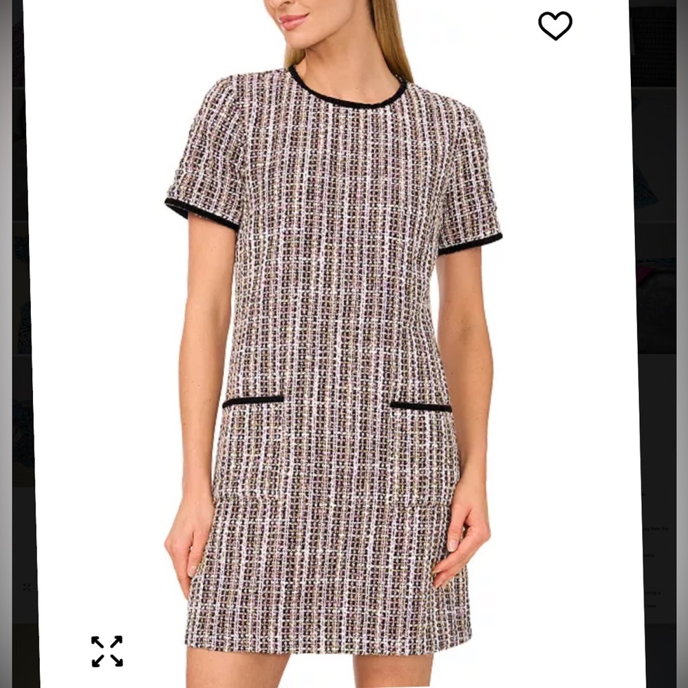 CeCe Black Tweed Mini Dress Sz 12 Dark Academia, preppy, workwear, Blair Waldorf